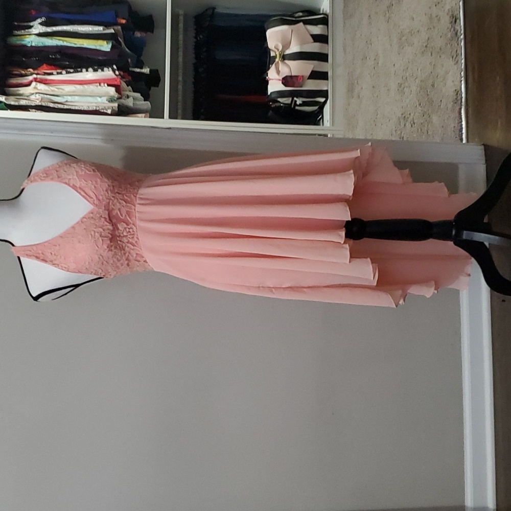 Coco Avante pink lace high low dress in sz small medium